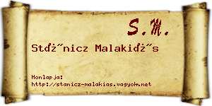 Stánicz Malakiás névjegykártya